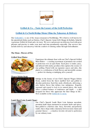 Grilled & Co North Bridge Menu | Dine-In, Takeaway & Delivery