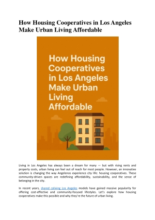 How Housing Cooperatives in Los Angeles Make Urban Living Affordable