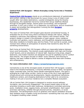 Central Park 104 Gurgaon – Where Everyday Living Turns into a Timeless Experience