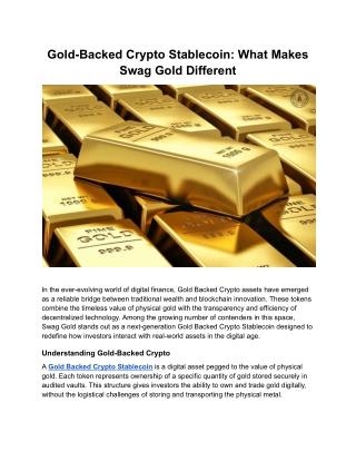 Gold-Backed Crypto Stablecoin_ What Makes Swag Gold Different