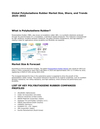 Key Drivers Fueling the Global Polybutadiene Rubber Market Growth