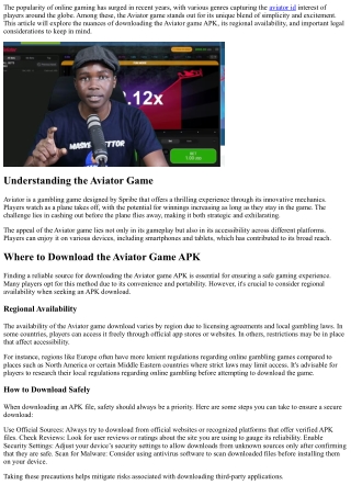 Aviator Game Download APK: Regional Availability and Legal Notes