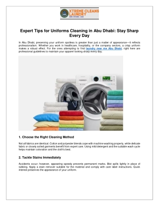 Expert Tips for Uniforms Cleaning in Abu Dhabi