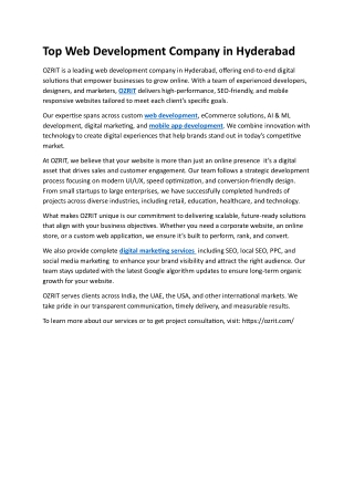 Top Web Development Company in Hyderabad