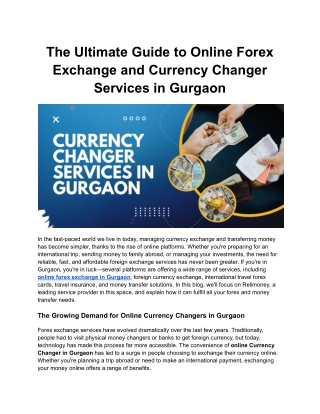 The Ultimate Guide to Online Forex Exchange and Currency Changer Services in Gurgaon