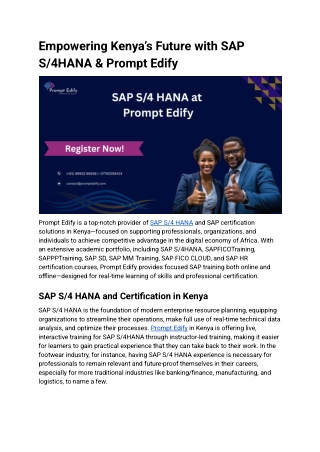 SAP S4 HANA IN KENYA