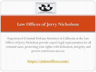 Law Offices of Jerry Nicholson - Criminal Defense Attorneys in California