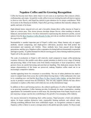 Nepalese Coffee and Its Growing Recognition