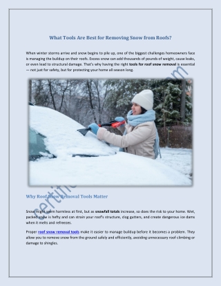 What Tools Are Best for Roof Snow Removal