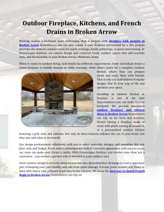 Outdoor Fireplace, Kitchens, and French Drains in Broken Arrow