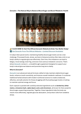 Zensulin – Natural Support for Balanced Blood Sugar