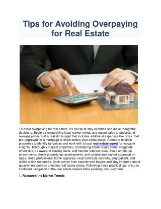 Tips for Avoiding Overpaying for Real Estate