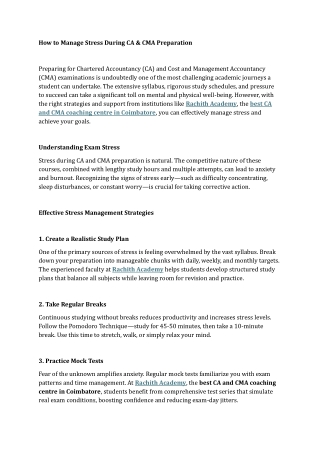 How to Manage Stress During CA & CMA Preparation