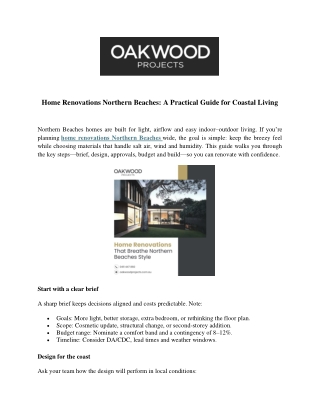 Home Renovations Northern Beaches: A Practical Guide for Coastal Living