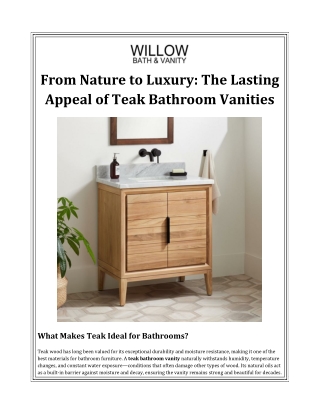 From Nature to Luxury The Lasting Appeal of Teak Bathroom Vanities