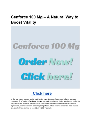 Cenforce 100 Mg – A Natural Way to Boost Vitality