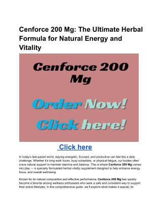 Cenforce 200 Mg: The Ultimate Herbal Formula for Natural Energy and Vitality