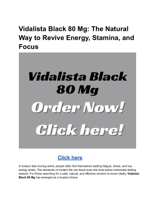 Vidalista Black 80 Mg: The Natural Way to Revive Energy, Stamina, and Focus