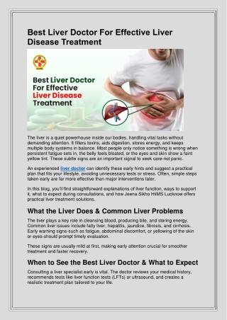 Best Liver Doctor For Effective Liver Disease Treatment