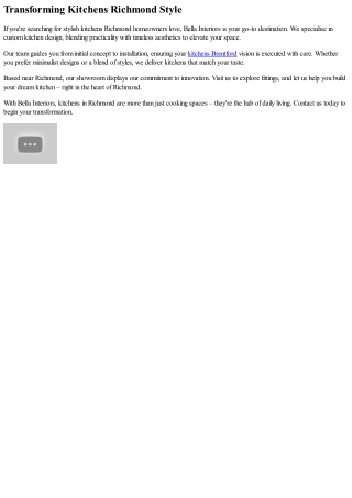 Elegant Kitchens Richmond – Crafted for Your Home