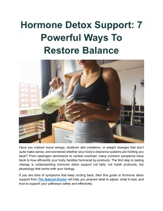 Hormone Detox Support: 7 Powerful Ways To Restore Balance