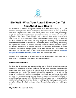 Bio-Well - What Your Aura & Energy Can Tell You About Your Health