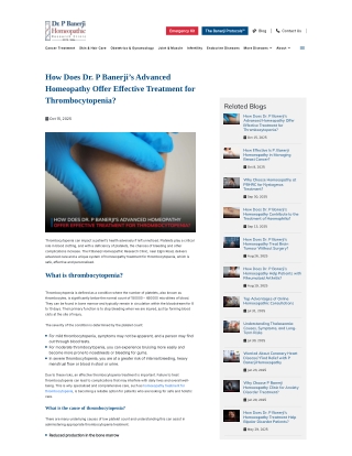 How Does Dr. P Banerji’s Advanced Homeopathy Offer Effective Treatment for Thrombocytopenia