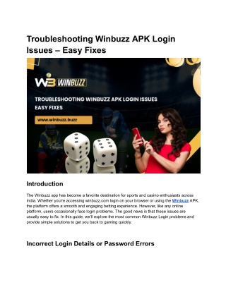 Troubleshooting Winbuzz APK Login Issues – Easy Fixes