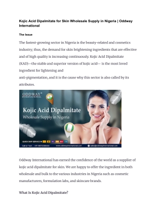 Kojic Acid Dipalmitate for Skin Wholesale Supply in Nigeria _ Oddway International