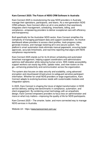 Kare Connect 2025: The Future of NDIS CRM Software in Australia