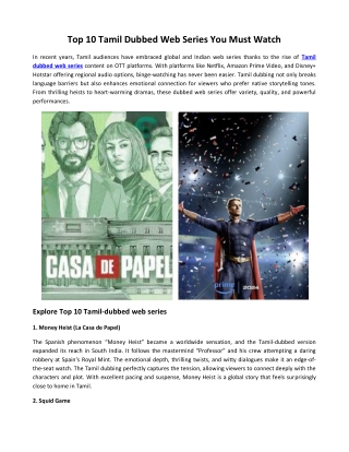 Top 10 Tamil Dubbed Web Series You Must Watch