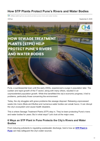 How STP Plants Protect Pune’s Rivers and Water Bodies
