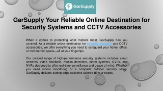 GarSupply Your Reliable Online Destination for Security Systems and CCTV Accessories