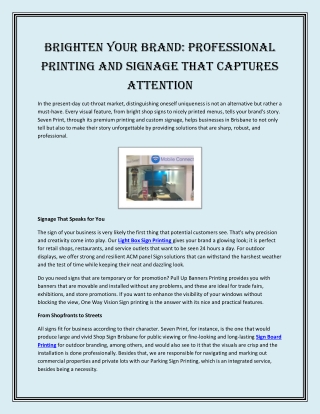 Brighten Your Brand Professional Printing and Signage That Captures Attention