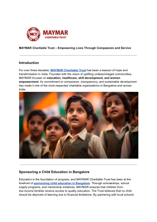 MAYMAR Charitable Trust – Empowering Lives Through Compassion and Service
