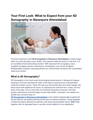 Your First Look_ What to Expect from your 4D Sonography in Naranpura Ahmedabad
