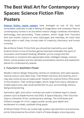 The Best Wall Art for Contemporary Spaces: Science Fiction Film Posters