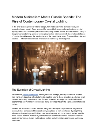 Modern Minimalism Meets Classic Sparkle_ The Rise of Contemporary Crystal Lighting