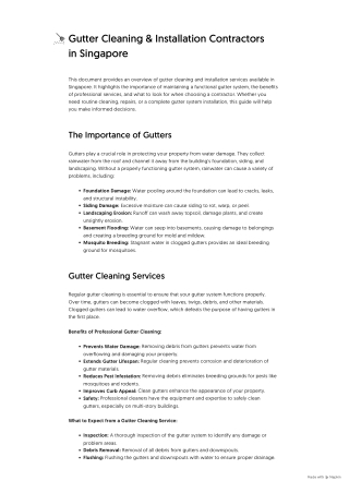 Gutter Cleaning & Installation Contractors in Singapore