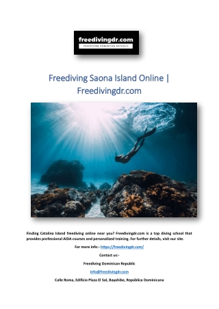 Freediving Saona Island Online | Freedivingdr.com
