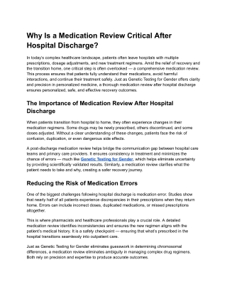 Why Is a Medication Review Critical After Hospital Discharge