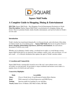 Square Mall Noida PPT