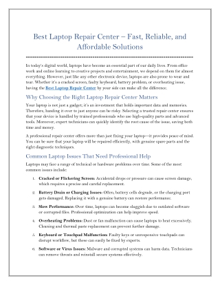 Best Laptop Repair Center