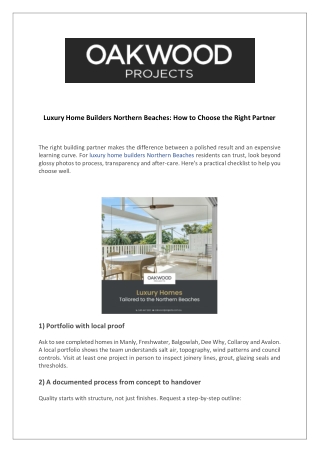 Luxury Home Builders Northern Beaches- How to Choose the Right Partner. docx