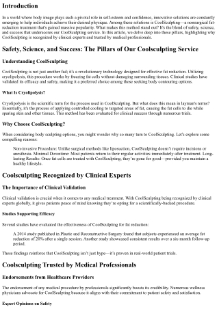 Safety, Science, and Success: The Pillars of Our Coolsculpting Service