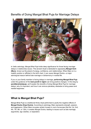 Benefits of Doing Mangal Bhat Puja for Marriage Delays