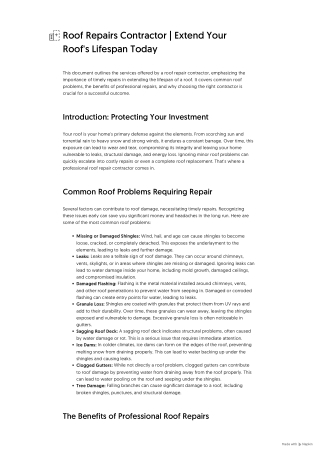 Roof Repairs Contractor _ Extend Your Roof's Lifespan Today
