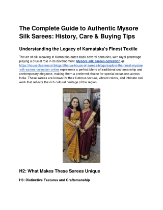 The Complete Guide to Authentic Mysore Silk Sarees_ History, Care & Buying Tips