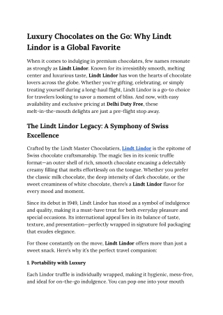 Luxury Chocolates on the Go_ Why Lindt Lindor is a Global Favorite