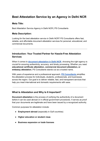 Best Attestation Service by an Agency in Delhi NCR